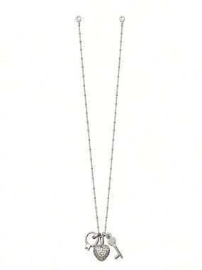 Links of London Sterling Silver Box Chain Charm Necklace Heart Key Ring 9.7g
